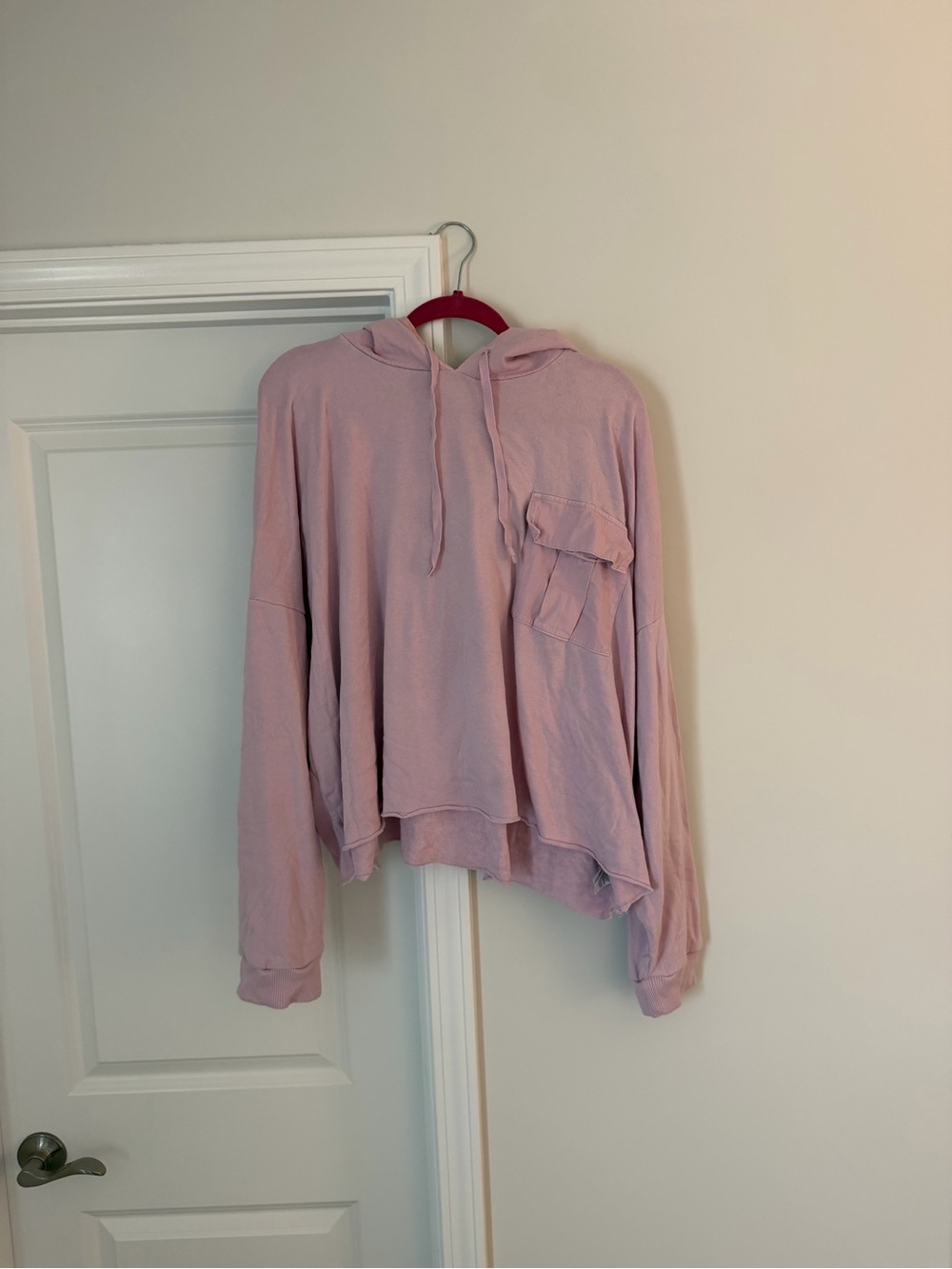 American Eagle Outfitters Lilac Cropped Hoodie with Front Pocket